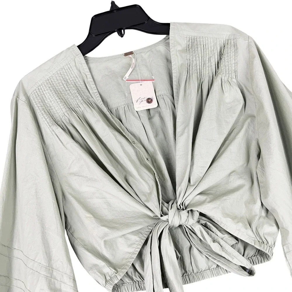 Free People Tie Front Crop Top Womens S Boho Fairycore‎ Cottagecore Romantic